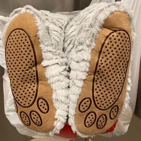 POM POM Bootie Slippers Gray Paw Print Bottoms Womens Small 5 6 - Picture 13 of 16
